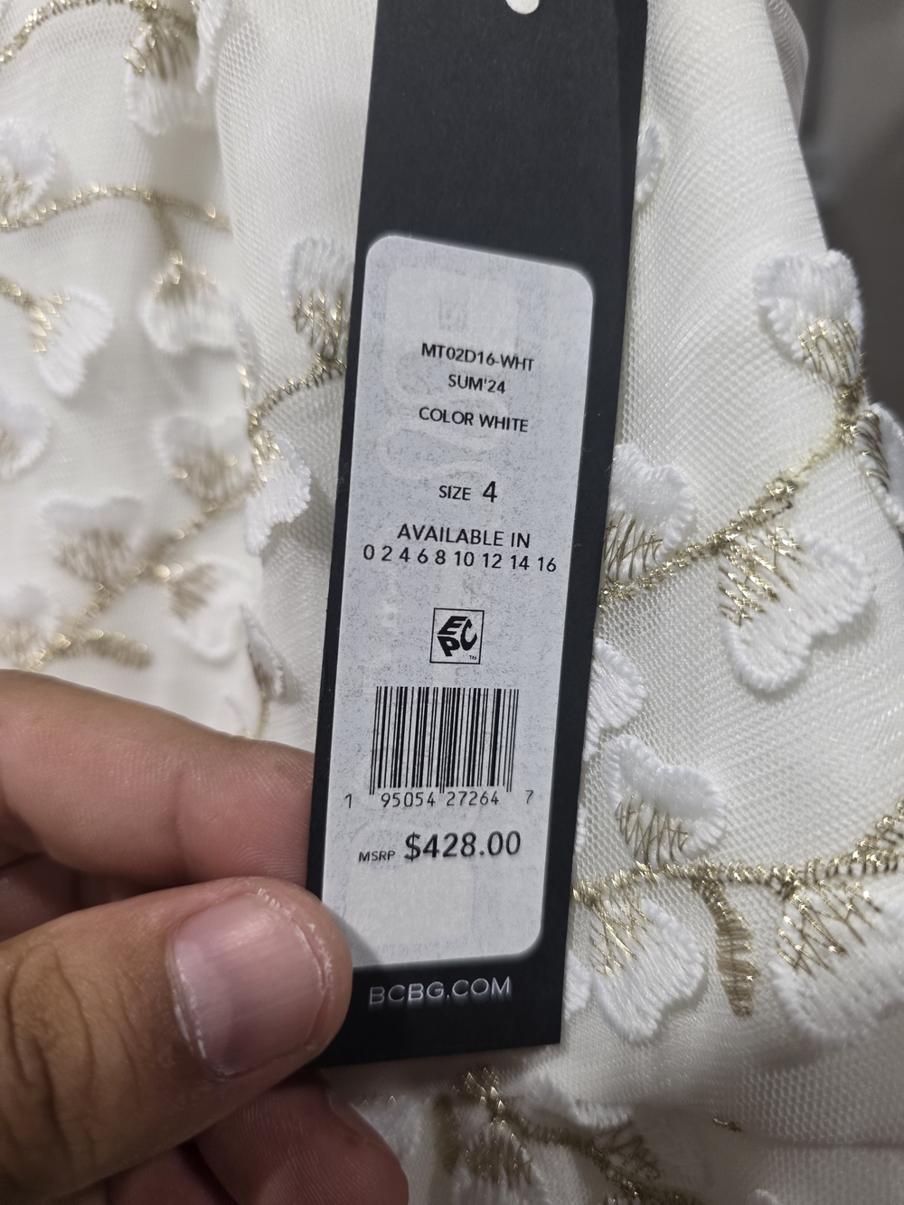 BCBGMAXAZRIA Embroidered Tulle Gown bridal shower dress bride white 4 NWT $428 - Picture 8 of 10